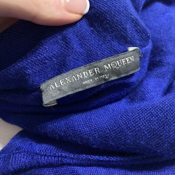 alexander mcqueen Authentic Solid Navy Blue Crew Neck Short Sleeve Mini Dress Xs - Picture 5 of 7